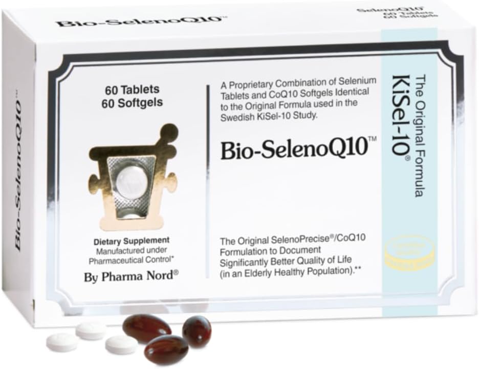 Pharma Nord Bio-SelenoQ10 Anti-Aging Supplement| CoQ10 100mg & Selenium 100mcg | Supports Cellular Health & Longevity | Slows Cellular Aging | Backed by Research | 60 Softgels & 60 tabs