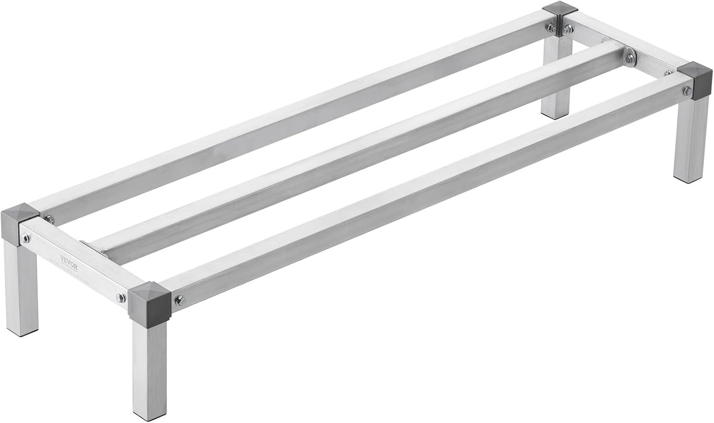 VEVOR Aluminum Dunnage Rack, 48\u201D x 14\u201D Commercial Food Floor Rack, 8\u201D Off the Floor, 1000 lbs Capacity All-Welded Aluminum Storage, for Storage in Restaurants, Kitchens, Garages and Vehicles