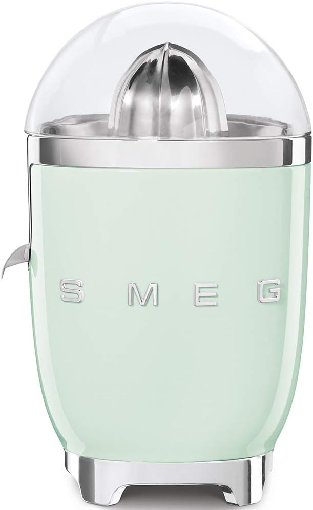 SMEG 50's Retro Style Citrus Juicer with Drip Free Spout, Automatic Activation, and Efficient Straining, Pastel Green CJF11PGUS