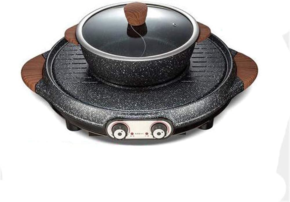 Electric Grill Indoor 2 IN 1 Separable Indoor Electric Smokeless Grill, Separate Dual Temperature Control, Hot Pot 2100W for Indoor Outdoor Party, Easy To Clean