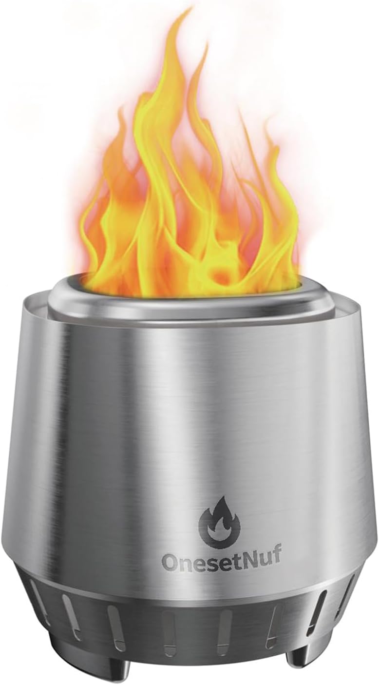 Mini Tabletop Fire Pit 8", Smokeless Dual-Burn Design with Removable Ash Tray, Indoor & Outdoor Use Safe Stainless Steel Firepit for Patio, Balcony & Camping