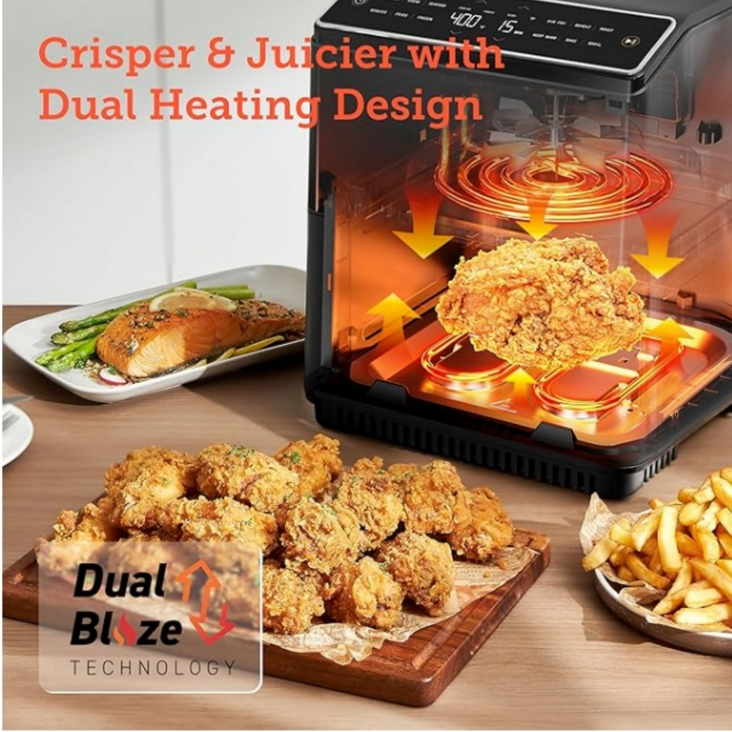 6.8Qt Air Fryer, 12-in-1 Dual Blaze for 360Β° Crispy Meals, No Shaking & Preheating to Fast Cooking with Bake, Roast, Broil, 100+In-App Recipes, Dishwasher Safe