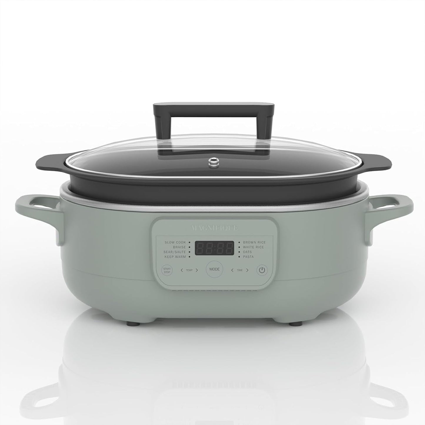 6 Quart Casserole Programmable Slow Cooker Multi-Cooker with 8-in-1 Dutch Oven, Pasta, Wooden Spoon, Nonstick, Oven Safe Pot to 500°F Olive Olive
