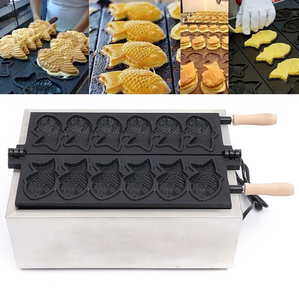 6-Slot Fish-Shaped Waffle Maker – Stainless Steel, Non-Stick, High-Efficiency, Smart Control, Easy Clean – For Home & Commercial Use
