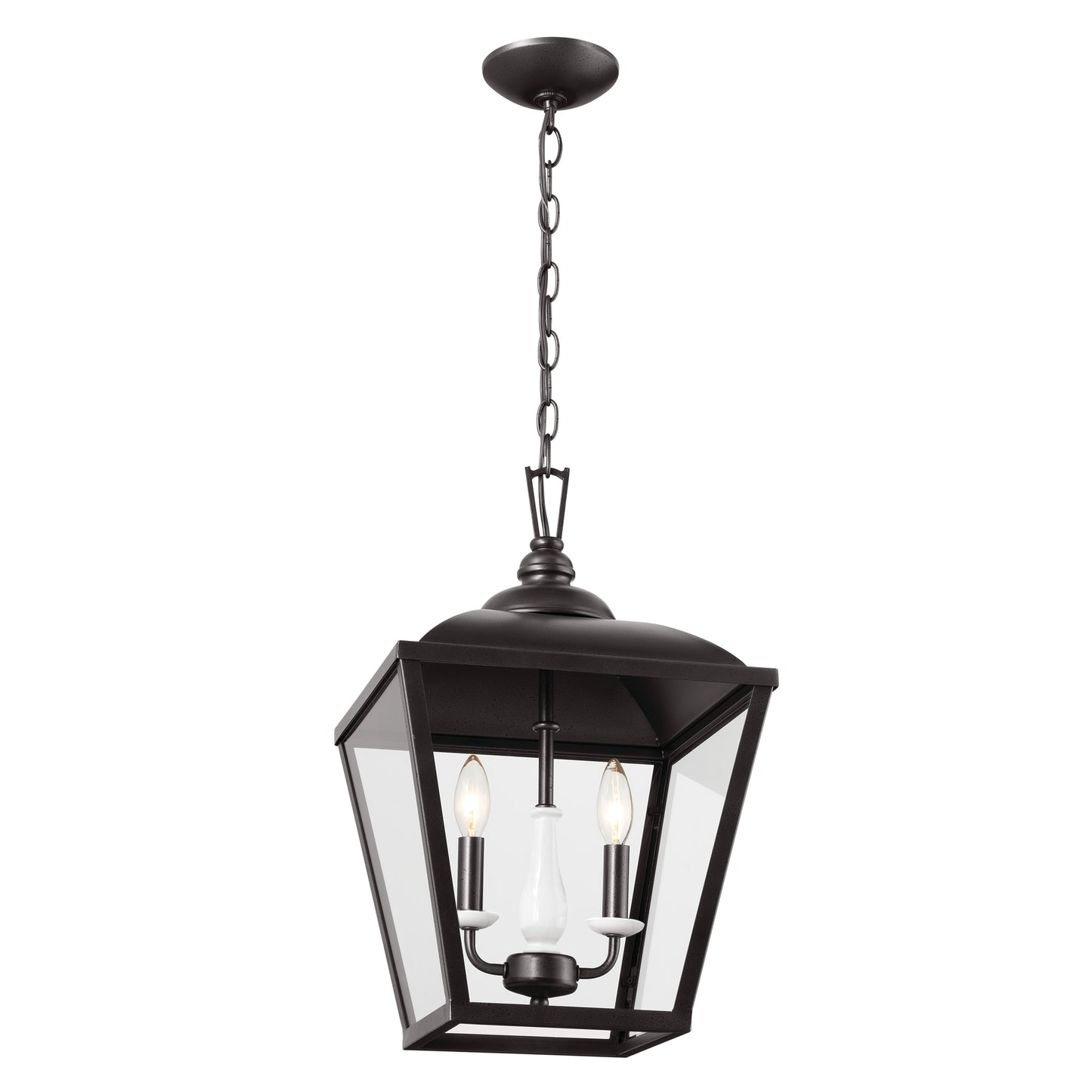 Kichler Dame 3 -Light Anvil Iron Farmhouse Clear glass Lantern Medium Hanging Pendant light 5265523