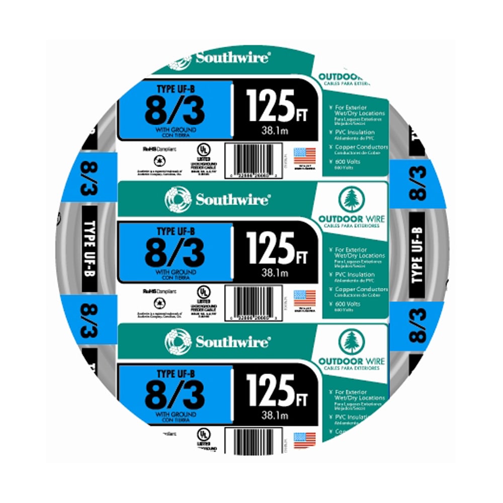 Southwire 125-ft 8/3 Stranded UF-B Wire W/G (By-the-roll) 14783502
