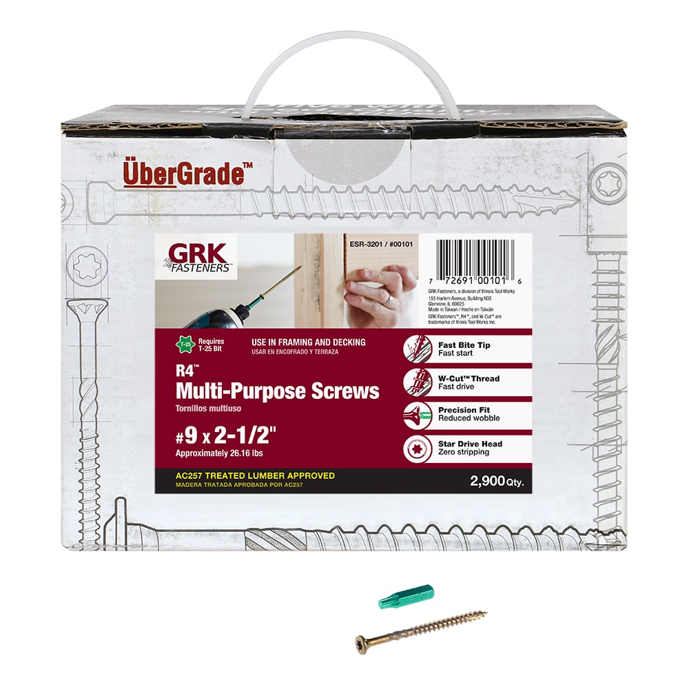 GRK #9 x 2-1/2-in Double-barrier R4 Exterior Wood Screws (2900-Per Box) 101