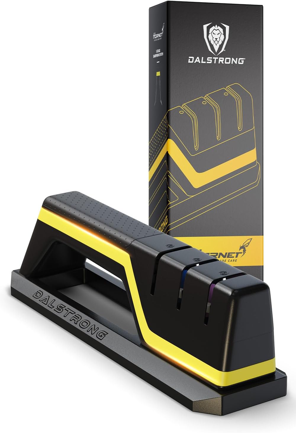 Dalstrong Hornet Kitchen Knife Sharpener-All Purpose Sharpener w/Refillable Water Reservoir-Aluminum Alloy & Premium ABS-#180 Coarse, #400 Medium, #600 Fine Ceramic Wheels