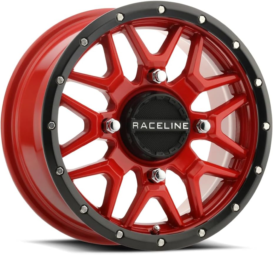 Raceline Krank Wheel-14x7-5+2 Offset-4/156 Black/Red Wheel with Aluminum (14 x 14. inches /1 x, 1 mm Offset)