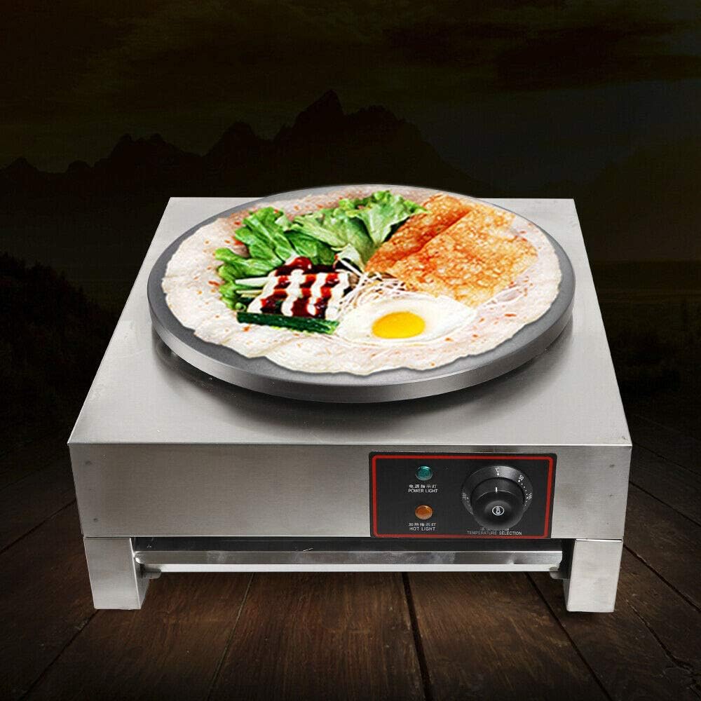 Gdrasuya10 Electric Crepe Maker Machine, 16" Commercial Electric Single Crepe Maker Pancake Baker Machine Nonstick 2.8 kw