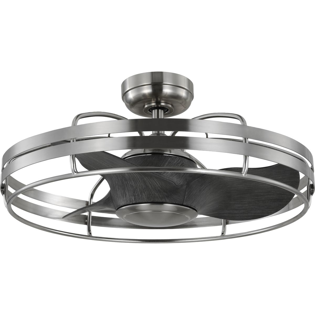 Progress Lighting Bastrop 26-in Outdoor Brushed Nickel with Grey Weathered Wood Blades Fandelier Ceiling Fan Without Light - Remote Included ( 3 -Blade ) 5302710