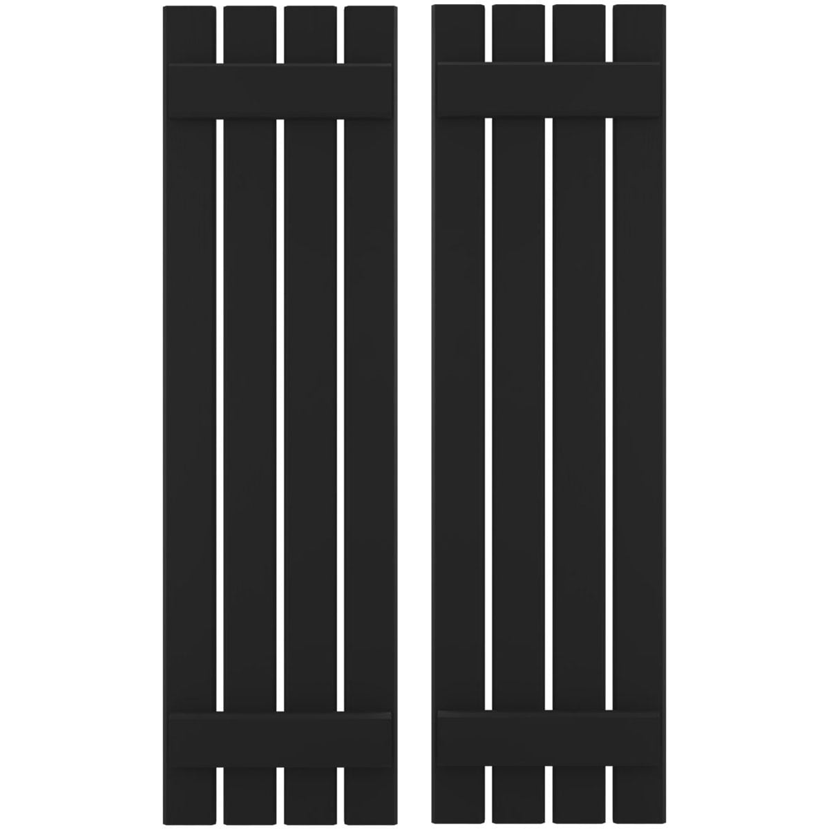 Ekena Millwork 15.5-in W x 78-in H Black Board and batten Spaced with z-bar Wood Exterior Shutters ( 2 -Pack )