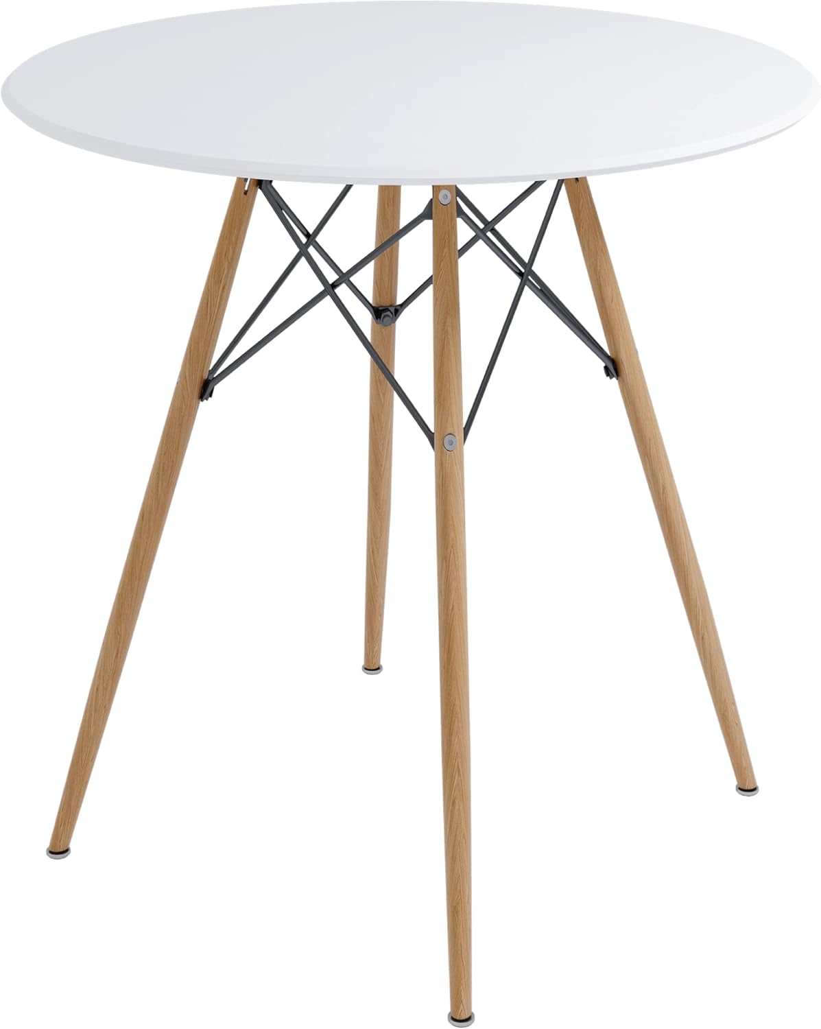 Milliard 31 Inch Round Dining Table \u2013 Small Mid-Century Modern Kitchen Dining Table for 2-4 People, Made with Real Beech Wood Legs, White, 31' x 31' x 30'