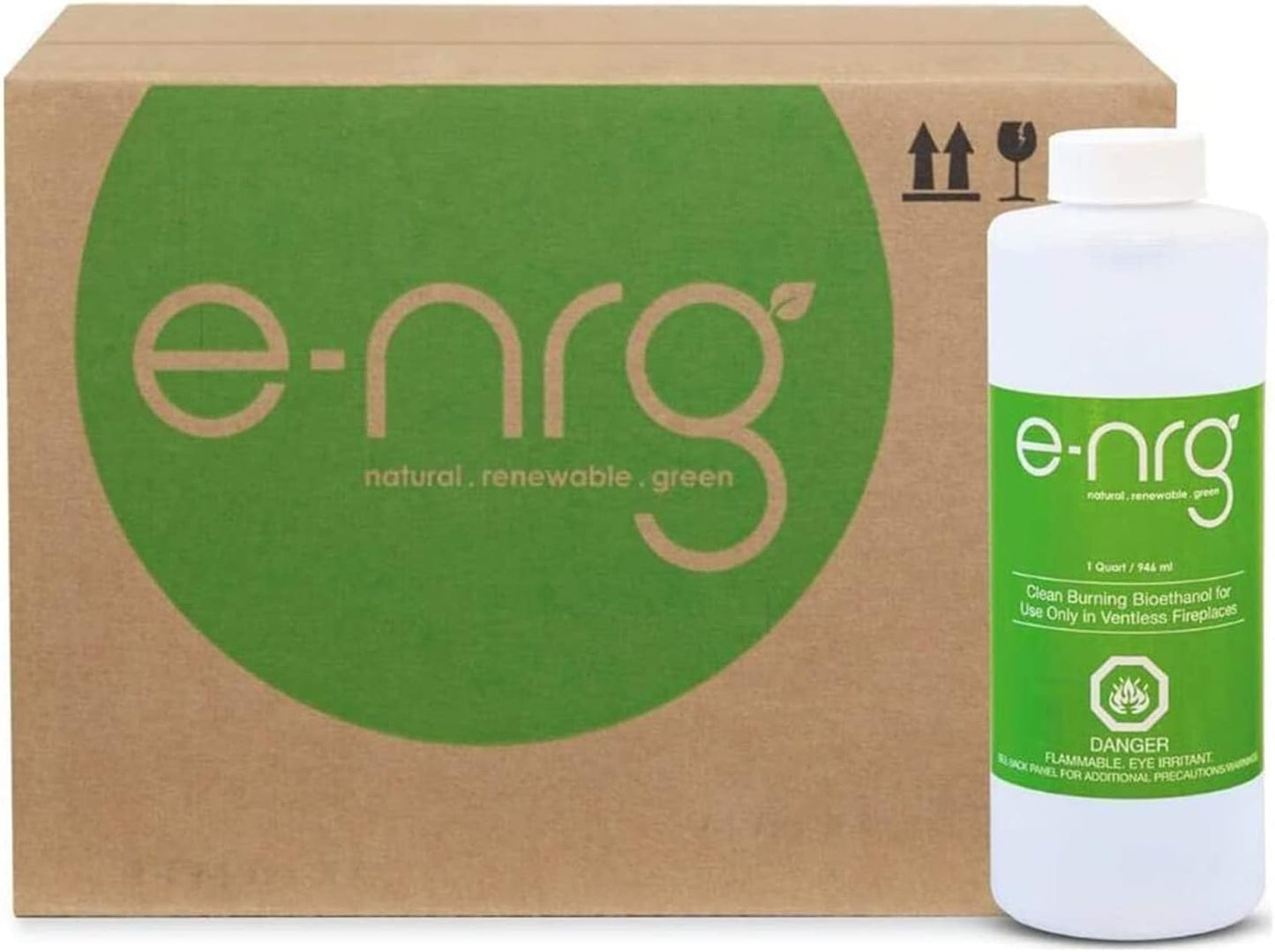 16 QUARTS Odorless, Smoke-Free Ethanol Fireplace Fuel | Best Flame, Fast Pour, Long Burn, Safety-Tested, Made in USA | Bio Ethanol Fuel for Fire Fire Pit Ethanol Fireplace | e-NRG Bioethanol