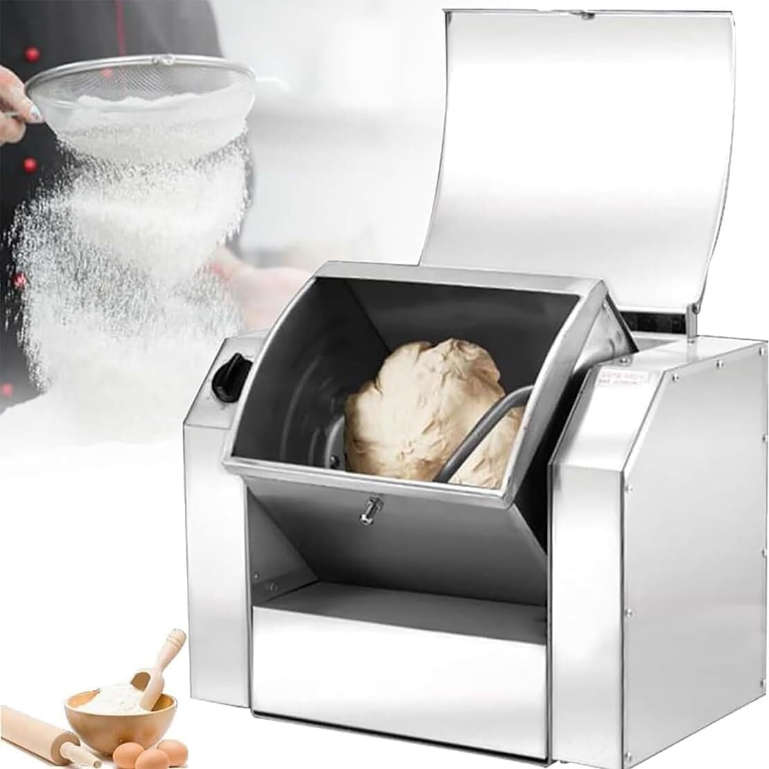 CHIPEL Electric Kitchen Dough Kneading Mixer Machine,1100W\/1500W Commercial Dough Mixer, with Timing Function, for Pasta Noodle Pizza Making (Size : 5KG)