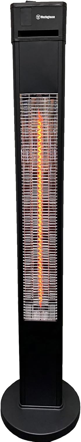 Westinghouse WES31-15110BLK Outdoor Electric Patio, Water Resistant Auto Shut Off Tip Over Switch & Overheat Protection, Freestanding Infrared Tower Heater, 47.2" x 11" x 11", Black
