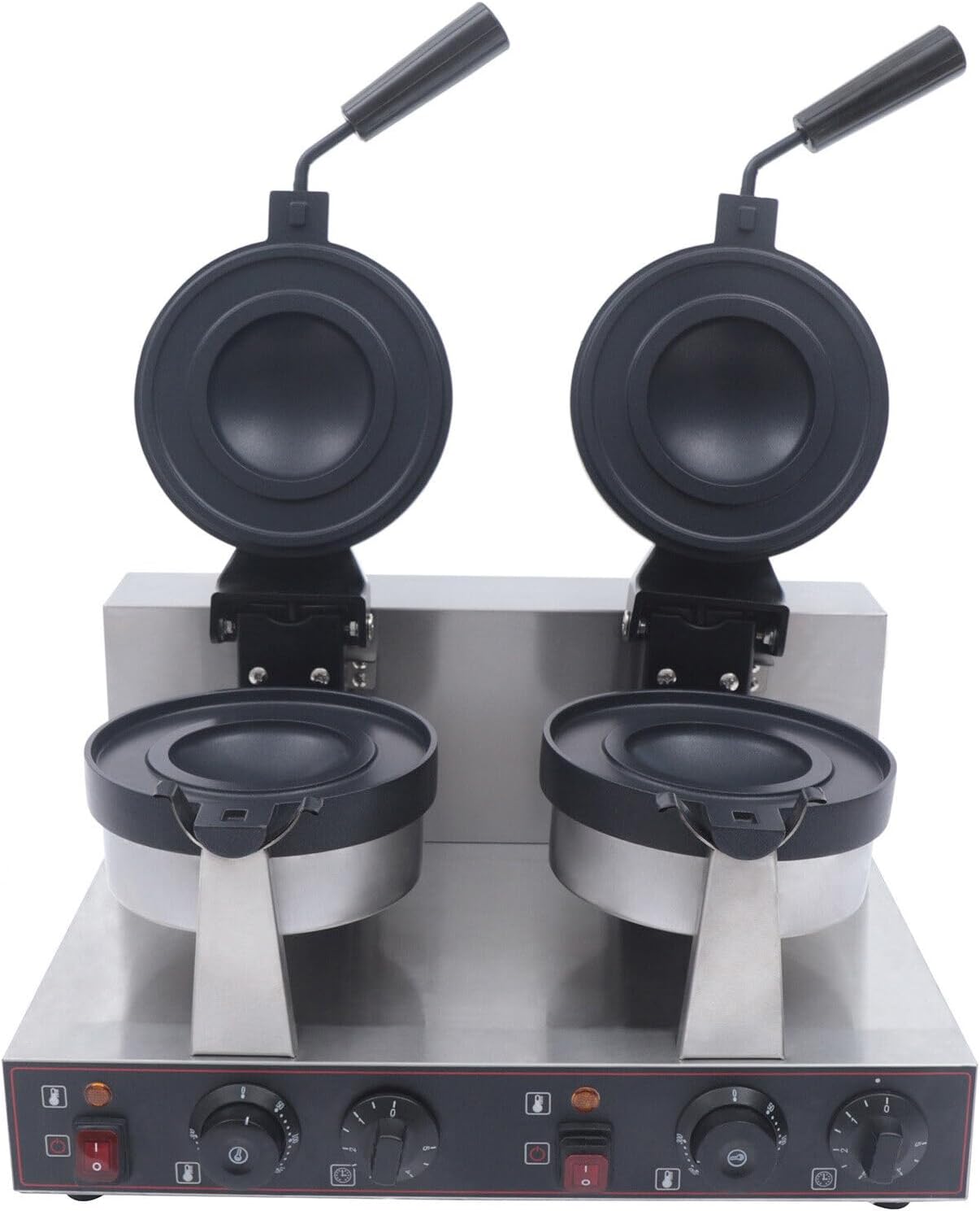 HinLIaDa Commercial Electric Burger Waffle Irons, 2400W Non Stick Press Burger Stainless Steel Machine Panini Press Sandwich Maker for Home Party Bread Donut Heating Machine (Double)