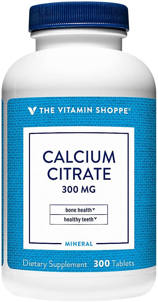 Calcium Citrate 300mg – Mineral Essential for Healthy Bones & Teeth, Well Absorbed Form of Chelated Calcium – 100% from Citrate & Dicaclium Phosphate (300 Tablets) by The Vitamin Shoppe