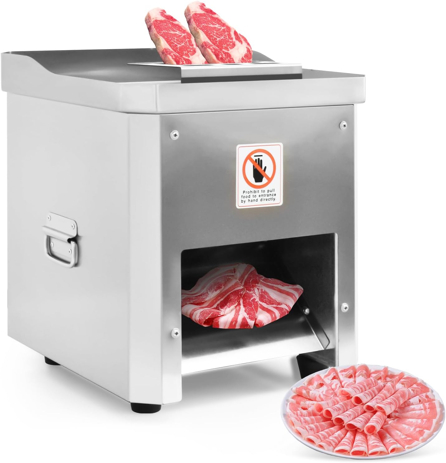 Meat Cutter Machine, 850W, 3 mm Thickness, 350 LB\/h, Stainless Steel, Electric Food Cutting Slicer for Home Kitchen, Restaurant, Supermarket