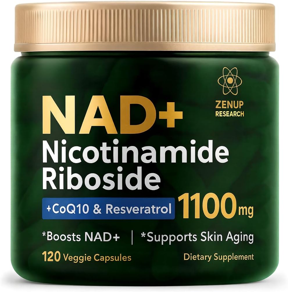 NAD+ Supplement Research | 1100mg Liposomal Nicotinamide Riboside with Resveratrol & Quercetin | Anti-Aging, Cellular Energy | 120 Caps
