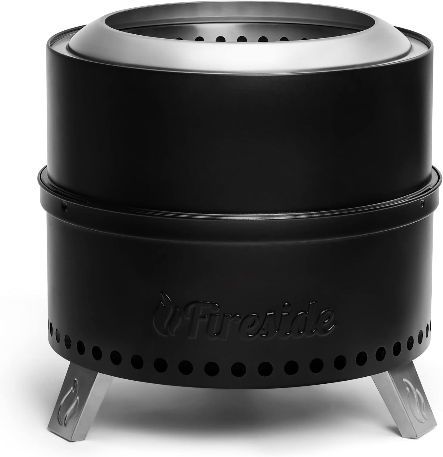 TURBRO 19 Inch Smokeless Fire Pit for Outdoor Wood Burning, Portable Stainless Steel Camping Stove with Stand, Removable Ash Pan, Waterproof Storage Bag, Unique Nested Design, Pluto R19-PG, Black