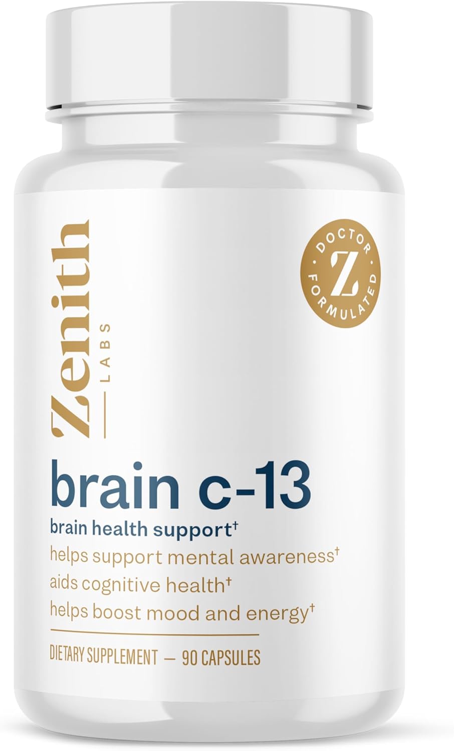 Brain C-13 Cognitive Booster Supplement by Zenith Labs - Natural Brain Health Support - Supports Memory, Focus, Concentration - Mental Clarity for Men Women