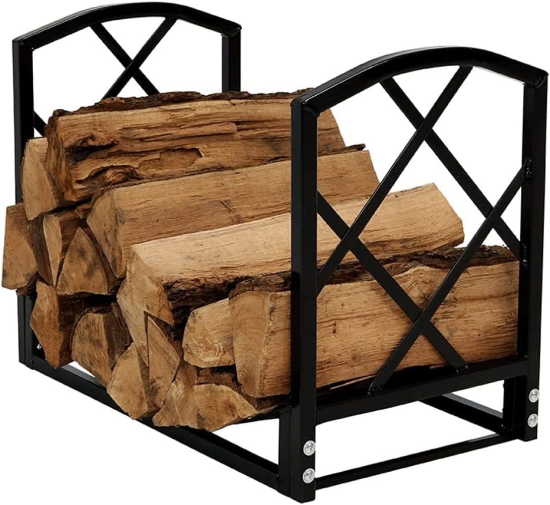 Firewood Holder Firewood Rack Indoor Wrought Iron Log Storage Rack Bracket Rust Free Wood Rack for Firewood Wood Log Store,