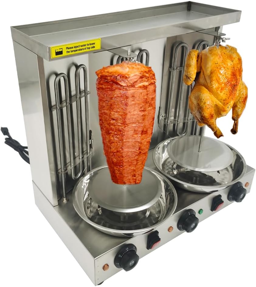 Electric Shawarma Grill Machine Vertical Broiler Rotating Doner Kebab Machine Countertop Gyro Grill Oven Rotisserie Shawarma with 3 Burners for Home Kitchen 3600W