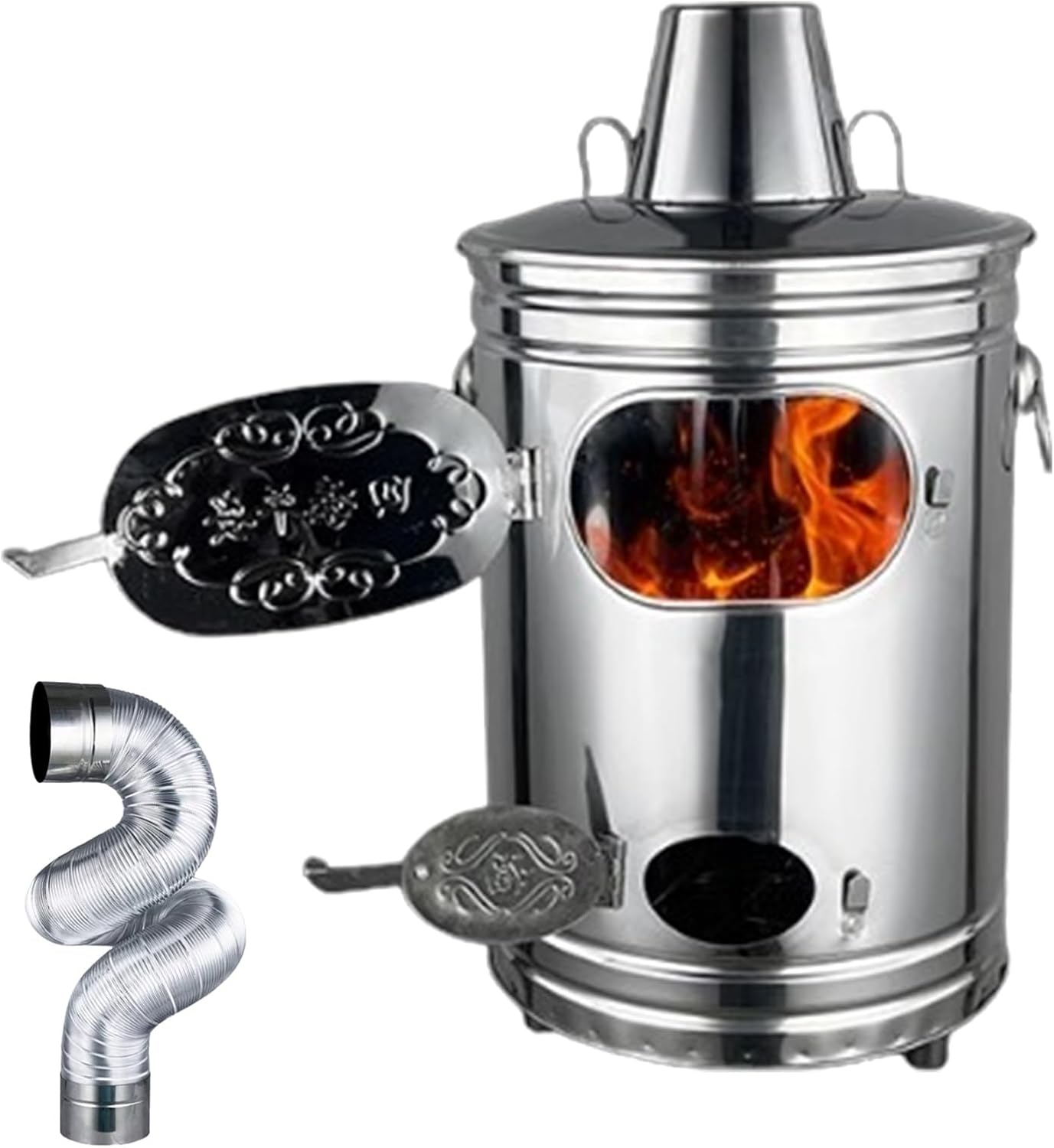 Smoke Exhaust Duct Trash Burning Container, Incinerator for Indoor and Outdoor Use, Combustion for Garbage, Waste Paper, Leaves