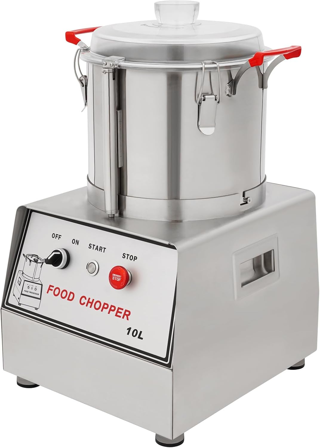 Bokknppo Food Processor Commercial Vegetable Chopper for Mincing Dicing Shredding Stainless Steel Electric Meat Grinders Food Cutter Mixer Machine for Fruits Grains Meat Peanut (10L)