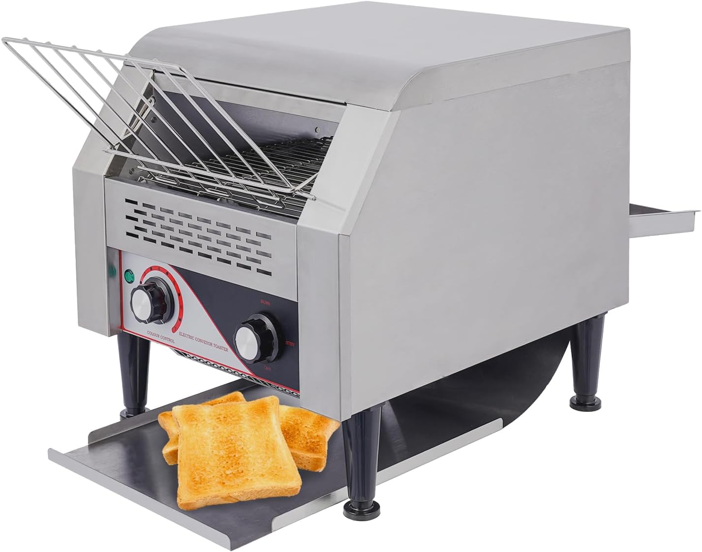 300 Slices/H Commercial Electric Conveyor Toaster w/ 7 Speed Adjustable Countertop Belt Machine For Bagel Burgers bun Baked Food Sandwich, 110V Heavy Duty Restaurant Toaster