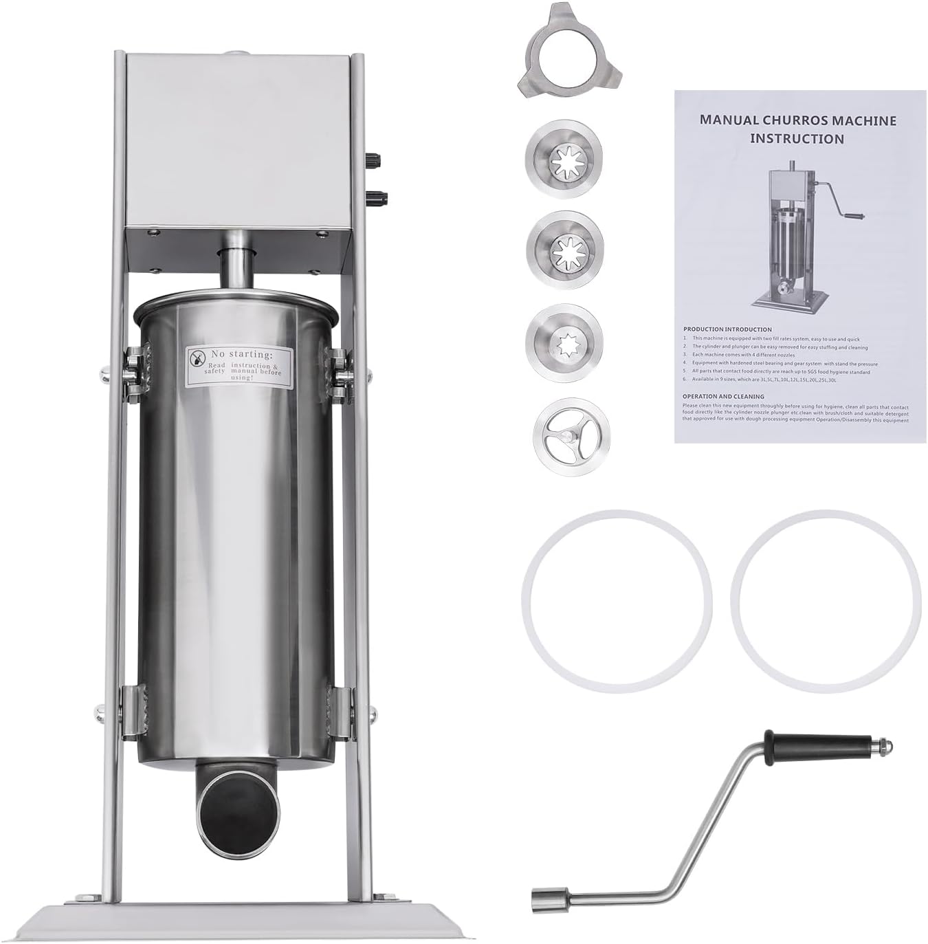 Commercial Churro Maker Machine Spanish Donuts Making Latin Fruit Machine Stainless Steel Churros Gun Kit, Manual Cookie Maker Machine