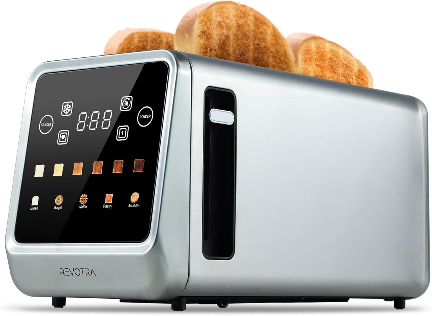 Long Slot Toaster 4 Slice, Touch Screen LED Display, 1.5โ Extra Wide Slots for Thick Bread & Bagels, Countdown Timer, Memory Function, Dual Independent Control, 6 Shade Settings, Stainless Steel