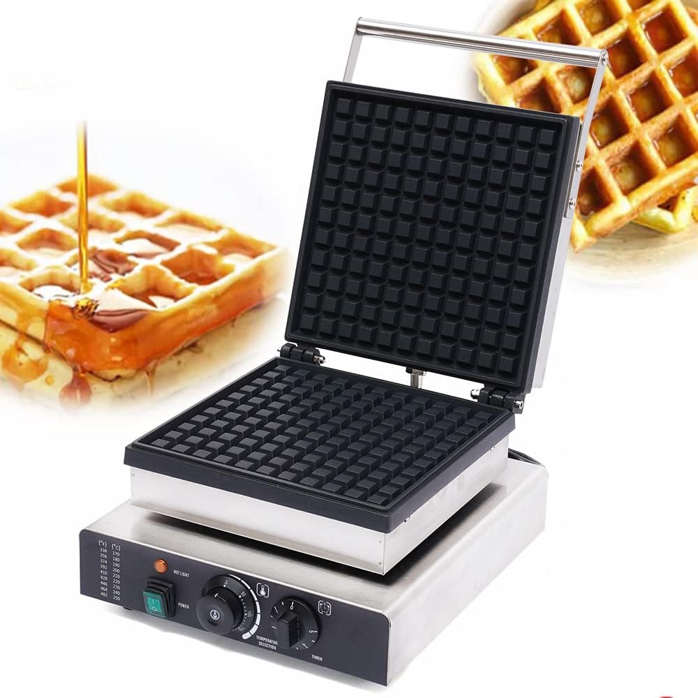Nonstick Waffle Maker, 2000W Electric Waffle Machine Stainless Steel, Rectangle Belgian Waffle Baker w\/Temperature & Time Control, for Restaurant Bakeries Snack Bar Home Kitchen