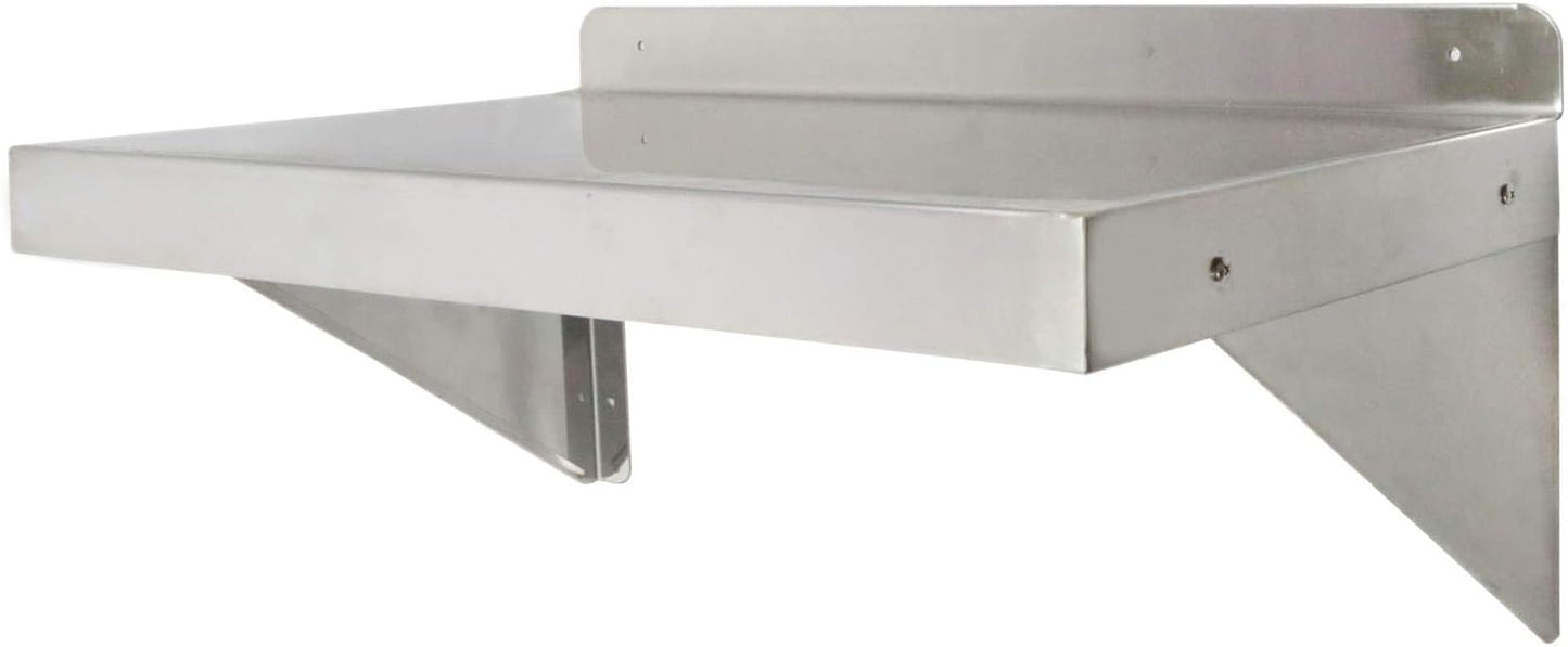 Leyso Stainless Steel Commercial Wall Mount Shelf - Industrial Appliance Equipment (Restaurant, Bar, Home, Kitchen, Laundry, Garage and Utility Room) NSF Certified (16" W x 60" L)