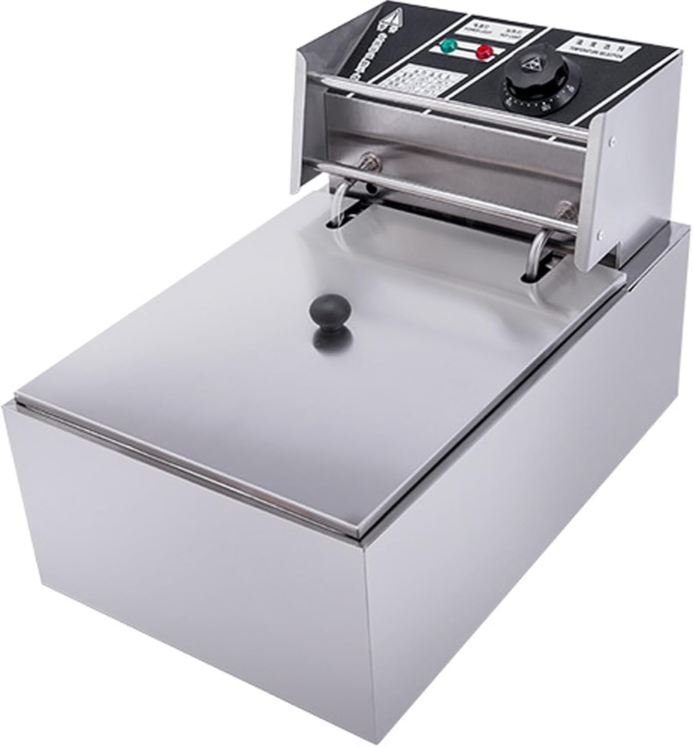 Electric Deep Fryer with Basket and Lids, Commercial Deep Fryer for Restaurant and Home Use Adjustable Temperature, 10L/10.5QT Stainless Steel Countertop Fryers 2500W French Fries