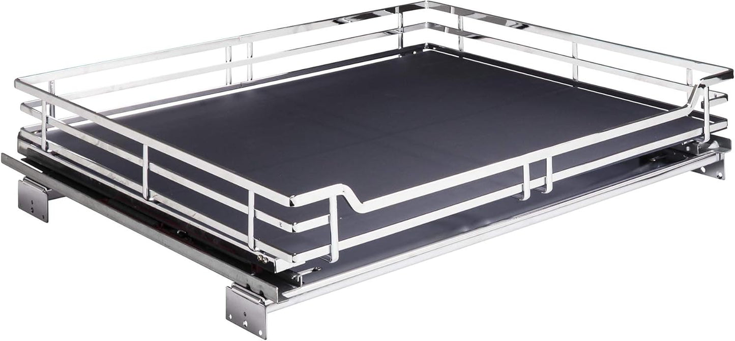 STORAGE WITH STYLE ® Wire Pullout Basket for 27" Cabinet Opening. Polished Chrome Finish