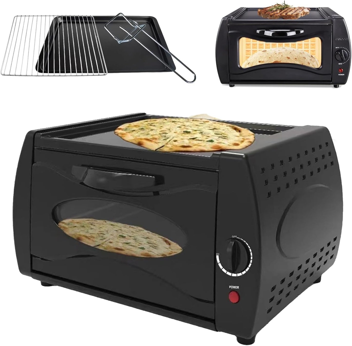 15L Pizza Maker with Disk & Clamp, 0-380℃ Temperature Control for Chapati,Manakish, Naan - Ideal Kitchen Appliance (round gate)