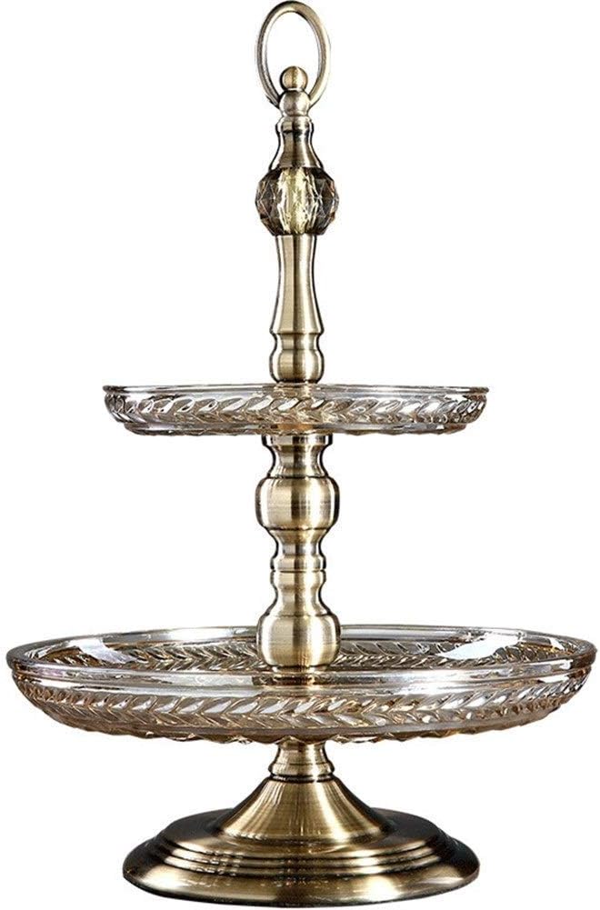 Glass Double-Decker Fruit Snacks Pastry Flat Plate European Party Banquet Hotel Cafeteria Appliances