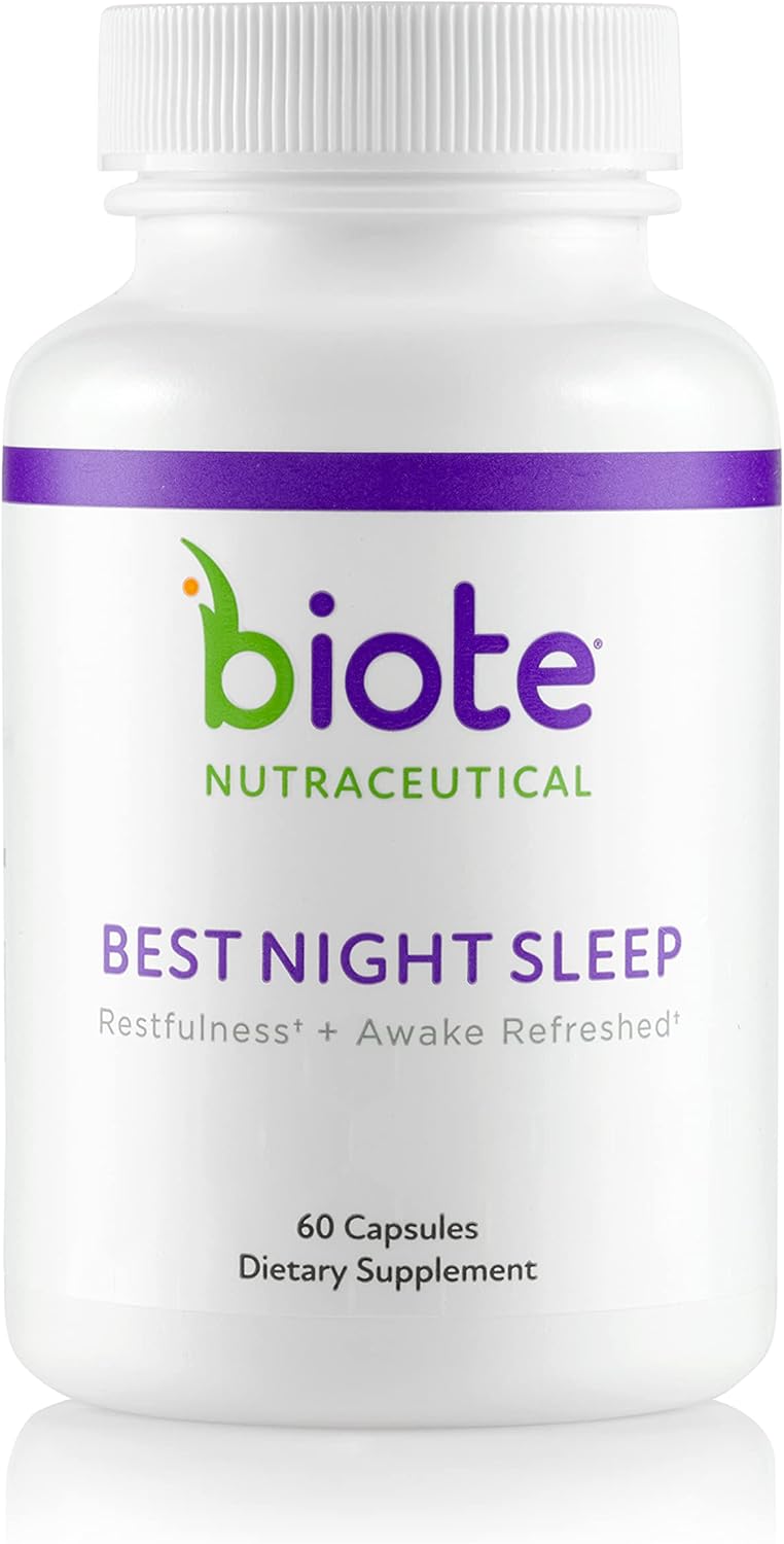 Biote Nutraceuticals - Best Night Sleep - Restfulness + Awake Refreshed (60 Capsules)