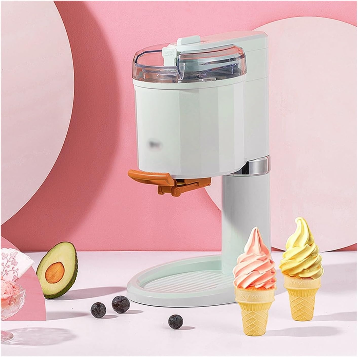 Ice Cream Maker Ice Cream Machine Small Children's Homemade Fruit Yogurt Cone Ice Cream Machine Fully Automatic Ice Cream Machine Table Top Ice Cream Machine,Fun Kitchen Appliance