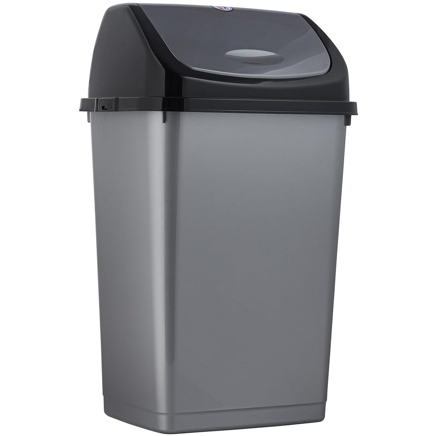 Superio Kitchen Trash Can 13 Gallon with Swing Lid, Plastic Tall Garbage Can Outdoor and Indoor, Large 62 Qt Recycle Bin and Waste Basket for Home, Office, Garage, Patio, Restaraunt (Grey\/Black)