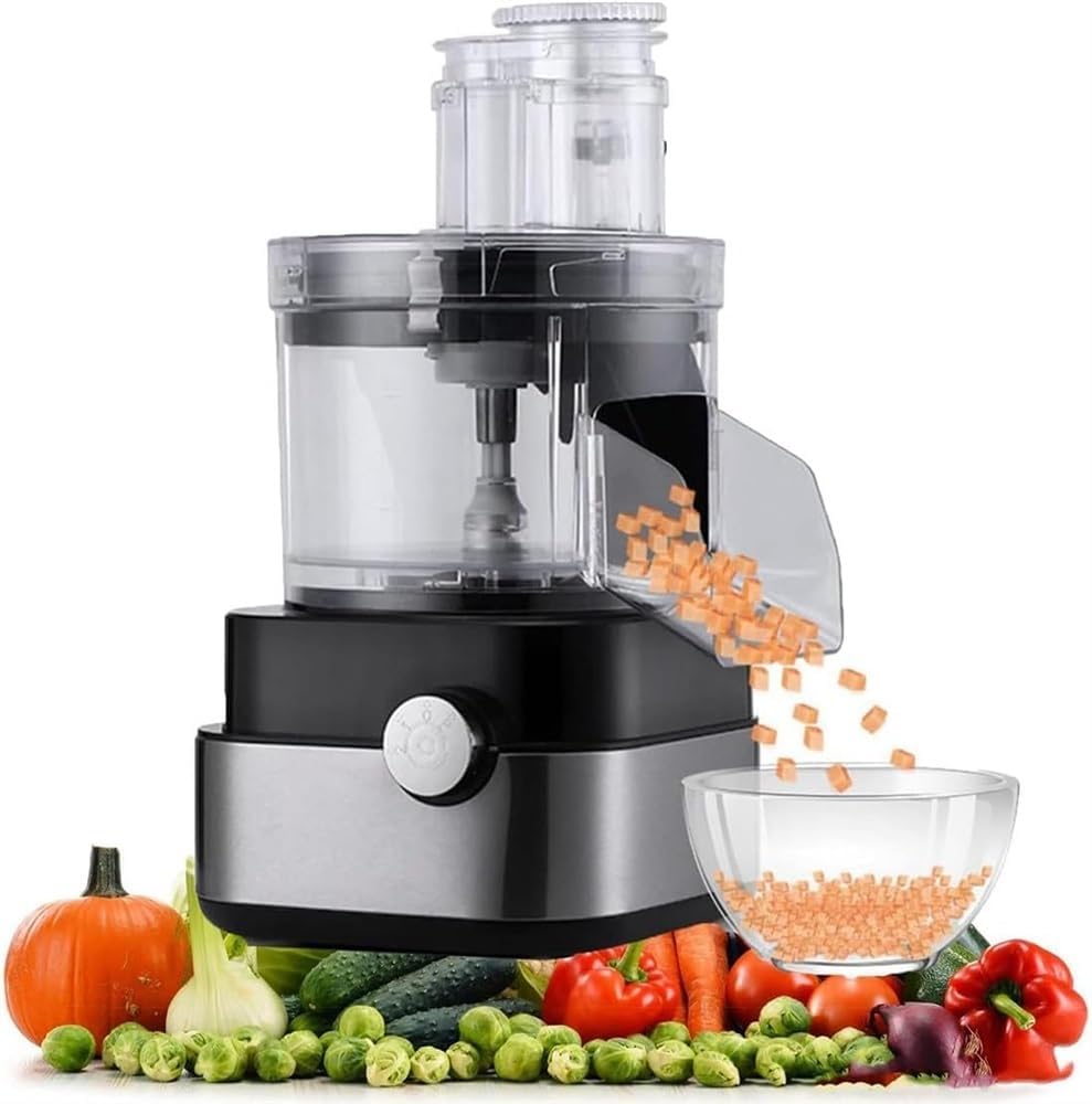 Electric Vegetable Dicer Commercial Stainless Steel Veggie Shredder Grater, Multifunctional Vegetable Fruit Cutter&Slicer,Multifunctional Meat Grinder Blender with 5 Blades