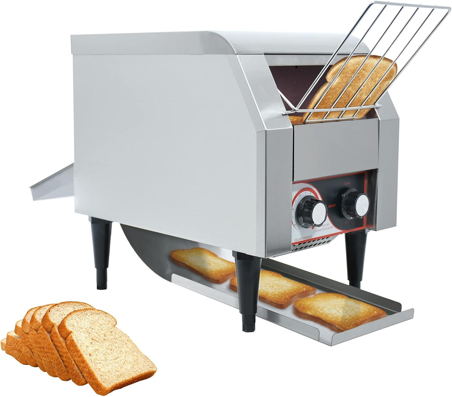 NJTFHU Commercial Toaster Conveyor 150slices\/Hour,Stainless Steel Conveyor Toaster for Bun Bagel Bread Heavy Duty with 7 Speed Control\/3 Toaster Mode Speed Control\/3 Toaster Mode