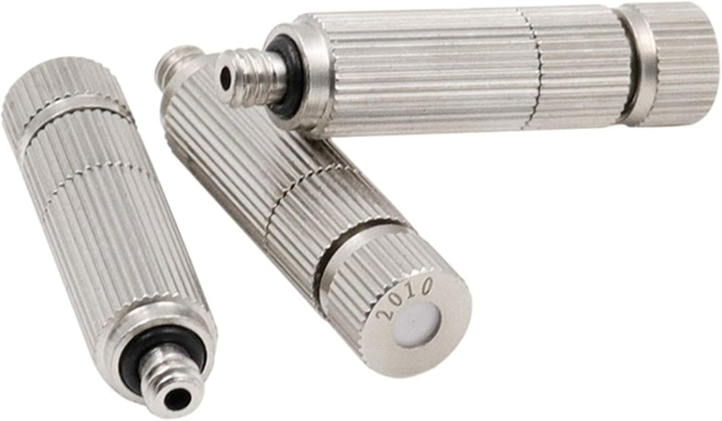 Haueeschoen 80pcs Brass Misting Nozzle Kit for Cooling System, High Pressure 3\/16" Threaded Mister Nozzles, Anti-drip Fogging Spray Head for Landscaping, Air Humidification, Spraying Disinfection