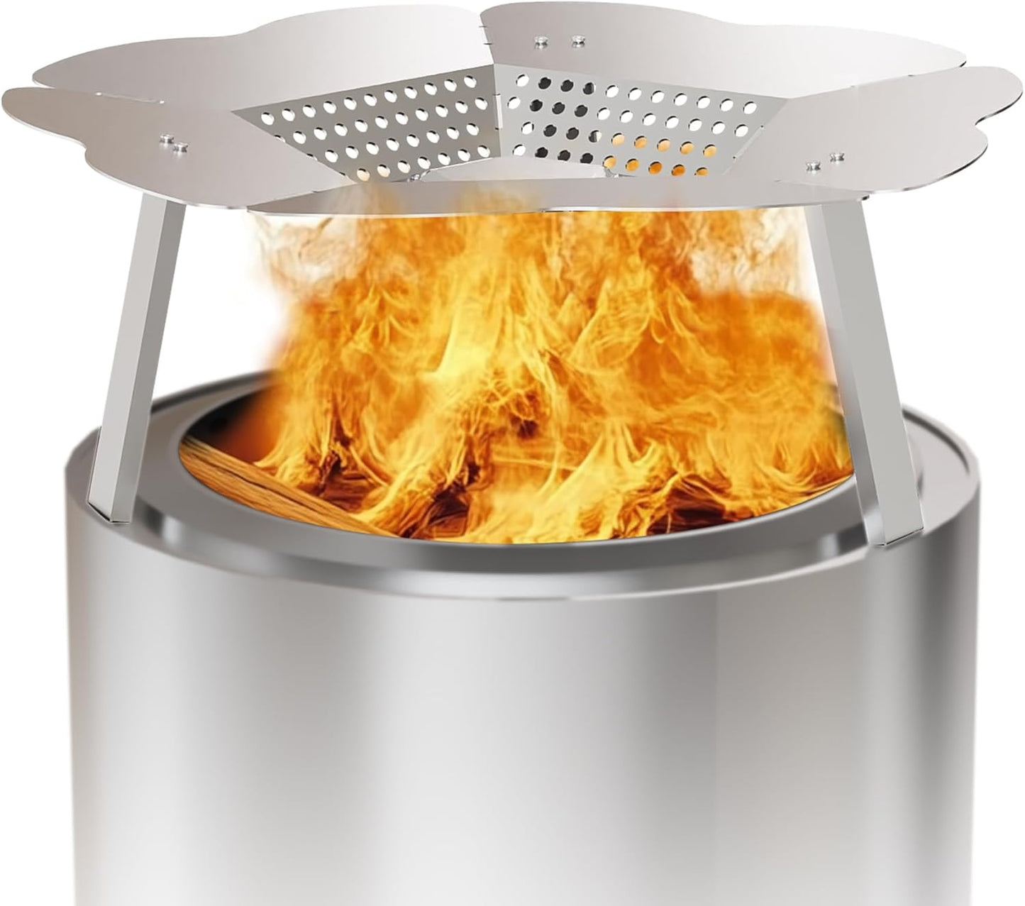 Upgraded Heat Deflector for Solo Stove Bonfire 19.5", Durable 304 Stainless Steel Heat Diffuser with Handle & Leg, Capture and Redirect Warmth, Camping Accessory