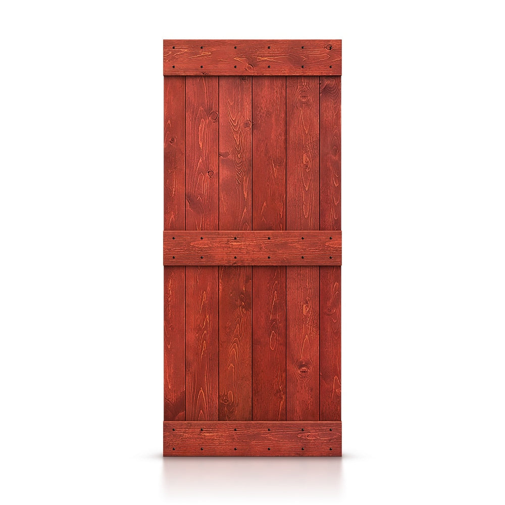 CALHOME 24-in x 84-in Cherry red Pine Wood Solid core Single Barn Door (Hardware Not Included)
