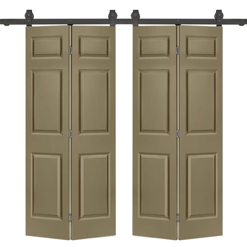 CALHOME 60-in x 80-in Olive Green MDF Hollow core Double Barn Door (Hardware Included)