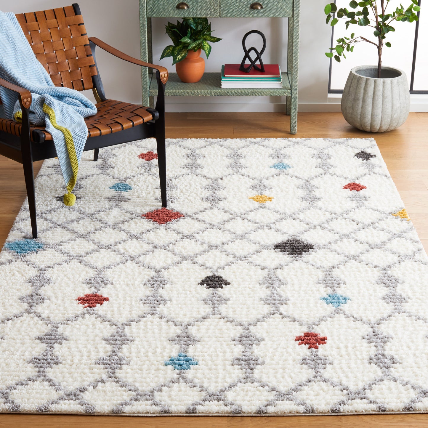 Safavieh Marrakesh 9 x 12 (ft) Loomed Ivory/Gray Rectangular Indoor Trellis Southwestern Area rug