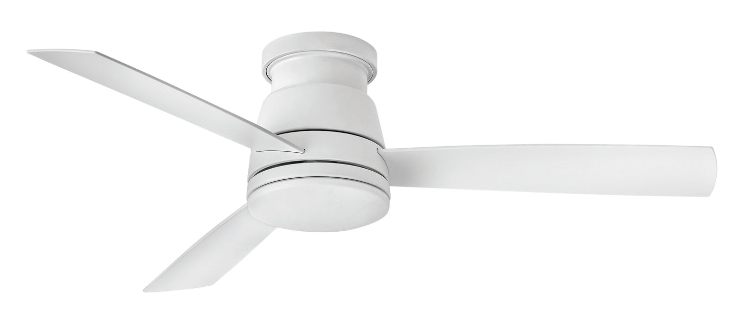 Hinkley Trey 52-in Matte White Integrated LED Indoor/Outdoor Flush Mount Smart Propeller Ceiling Fan with Light and Remote (3-Blade) 902752FMW-LWD
